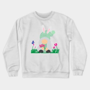 Easter Gnome Green Hat in a Garden Crewneck Sweatshirt